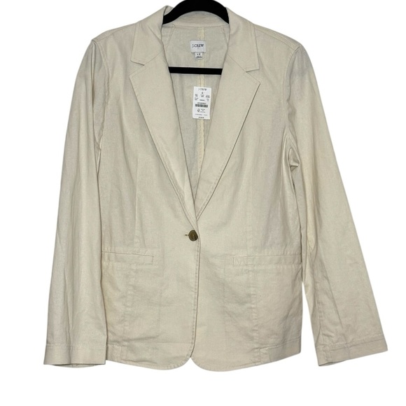 J. Crew Women's Blazer Size 12 Natural Beige Linen NWT - Picture 2 of 11